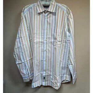 Zegna Sport Men's Casual Shirt Button Down Long Sleeve Cotton Striped Sz Large